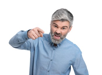 Photo of Mature businessman in stylish clothes posing on white background