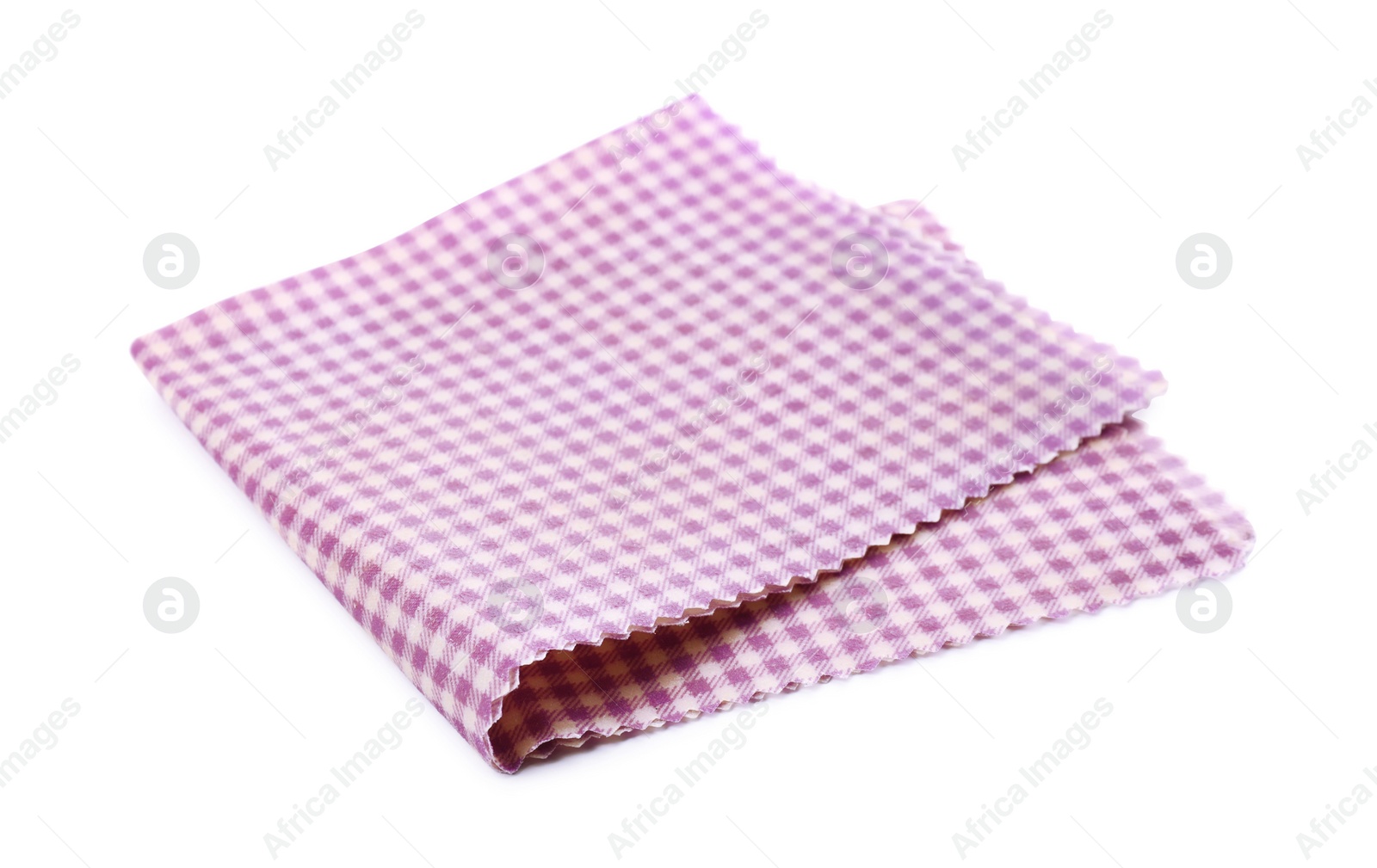 Photo of Checkered reusable beeswax food wrap on white background