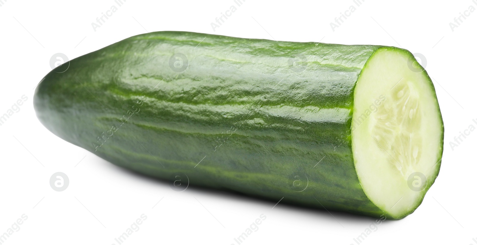 Photo of Half of long cucumber isolated on white