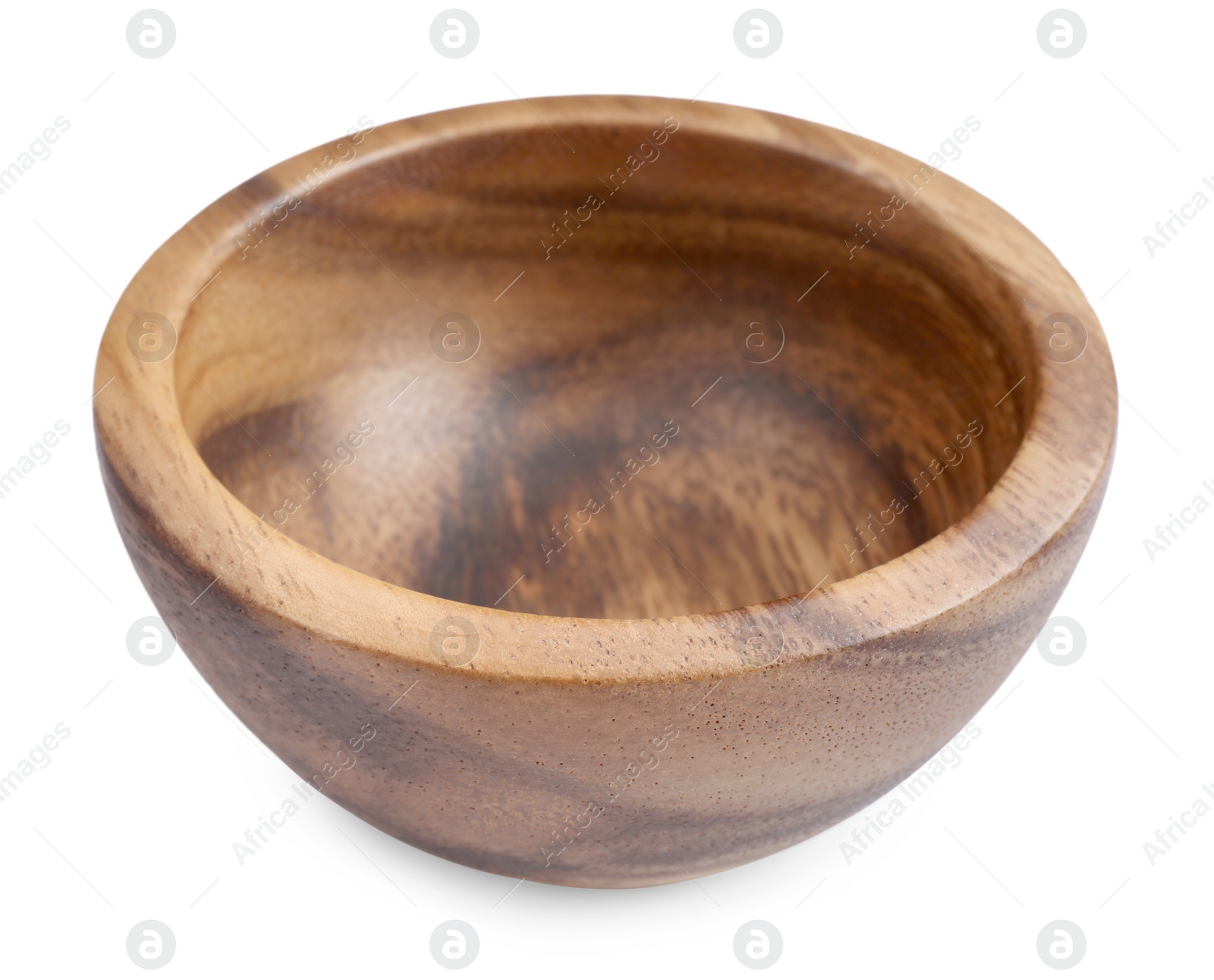 Photo of One new wooden bowl on white background