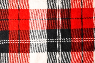 Photo of Soft checkered plaid as background, top view
