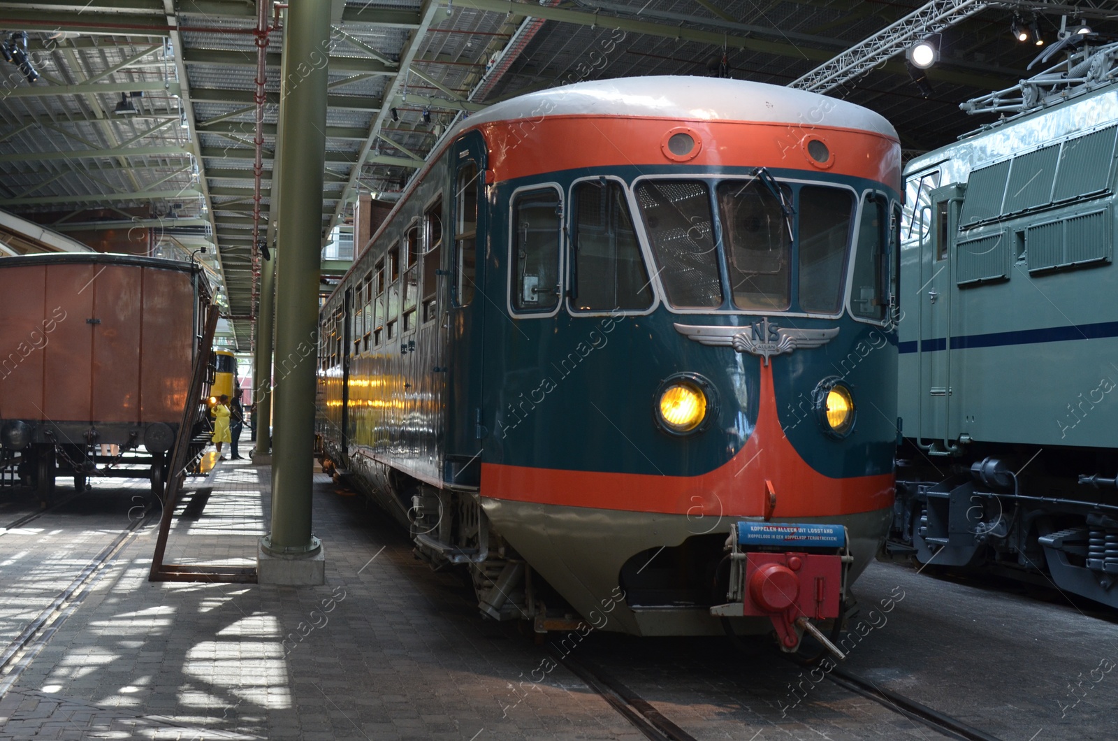 Photo of Utrecht, Netherlands - July 23, 2022: Old diesel train on display in Spoorwegmuseum