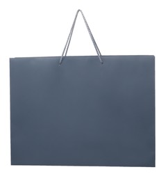 Photo of One grey shopping bag isolated on white