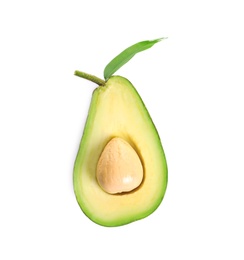 Half of avocado on white background