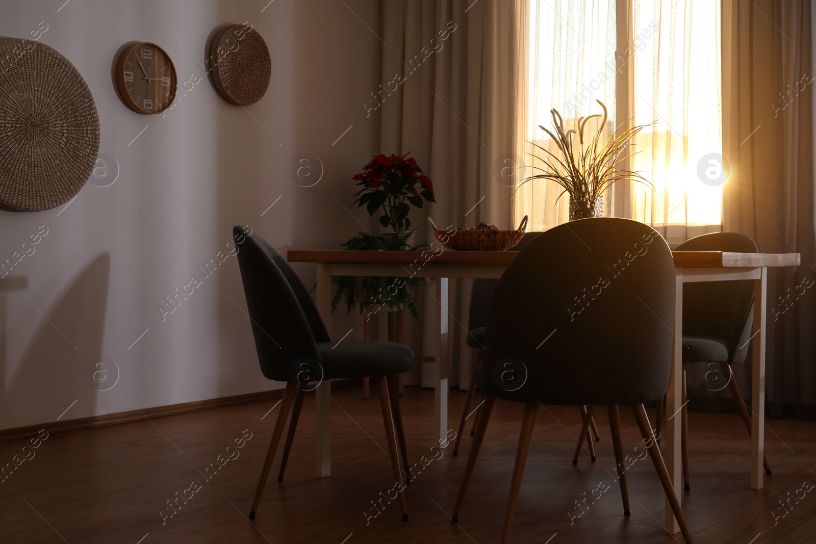 Photo of Window with stylish curtains in living room interior