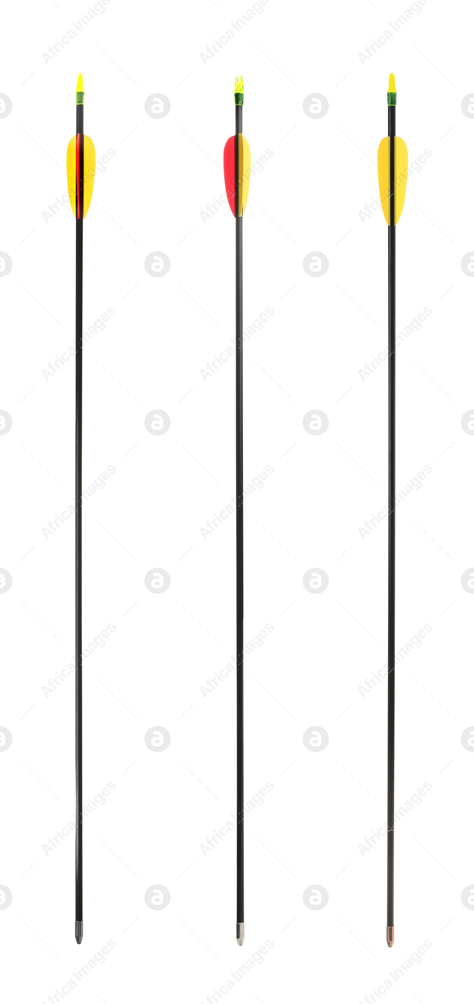 Image of Set with arrows on white background. Vertical banner design 