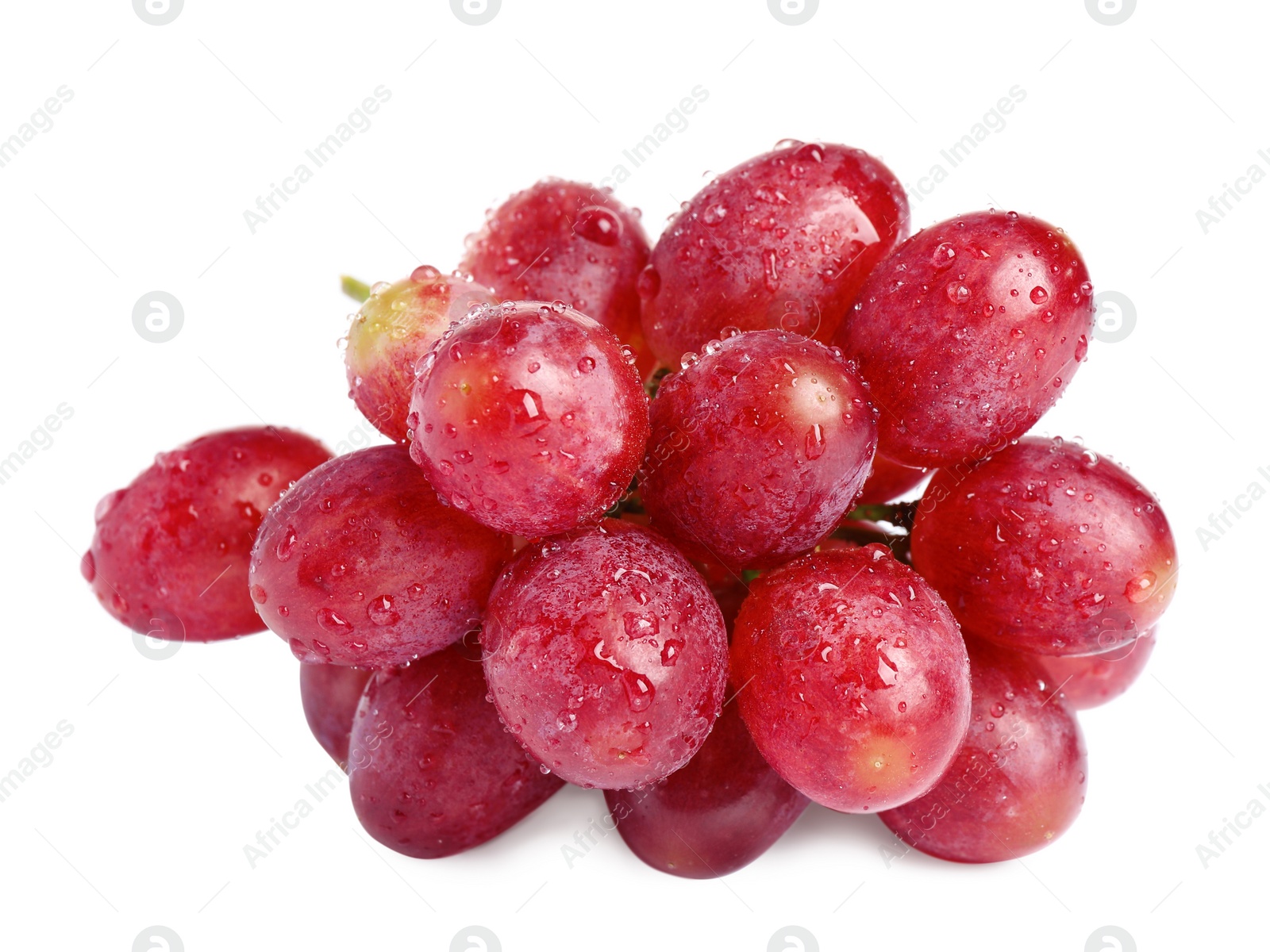 Photo of Fresh ripe juicy pink grapes isolated on white