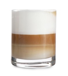 Photo of Tasty latte in glass isolated on white