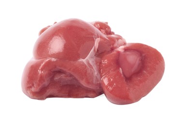 Photo of Fresh raw beef kidneys on white background