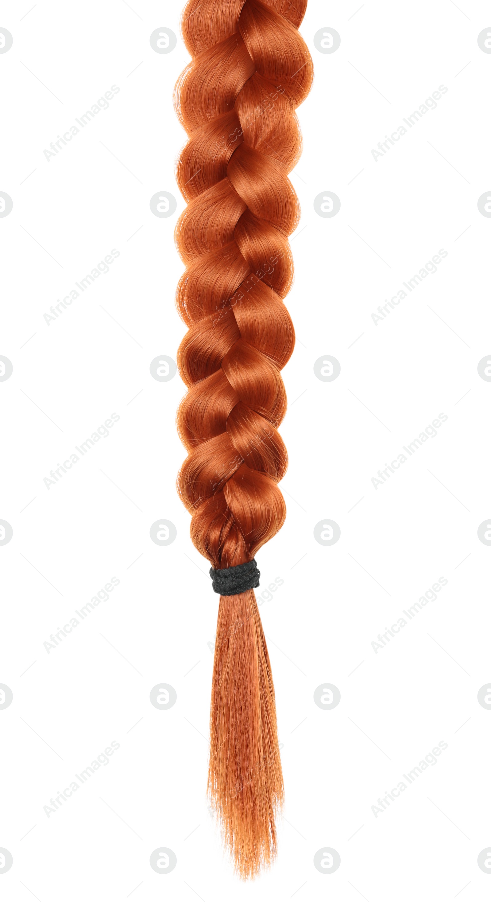 Photo of Beautiful long braid on white background. Healthy hair