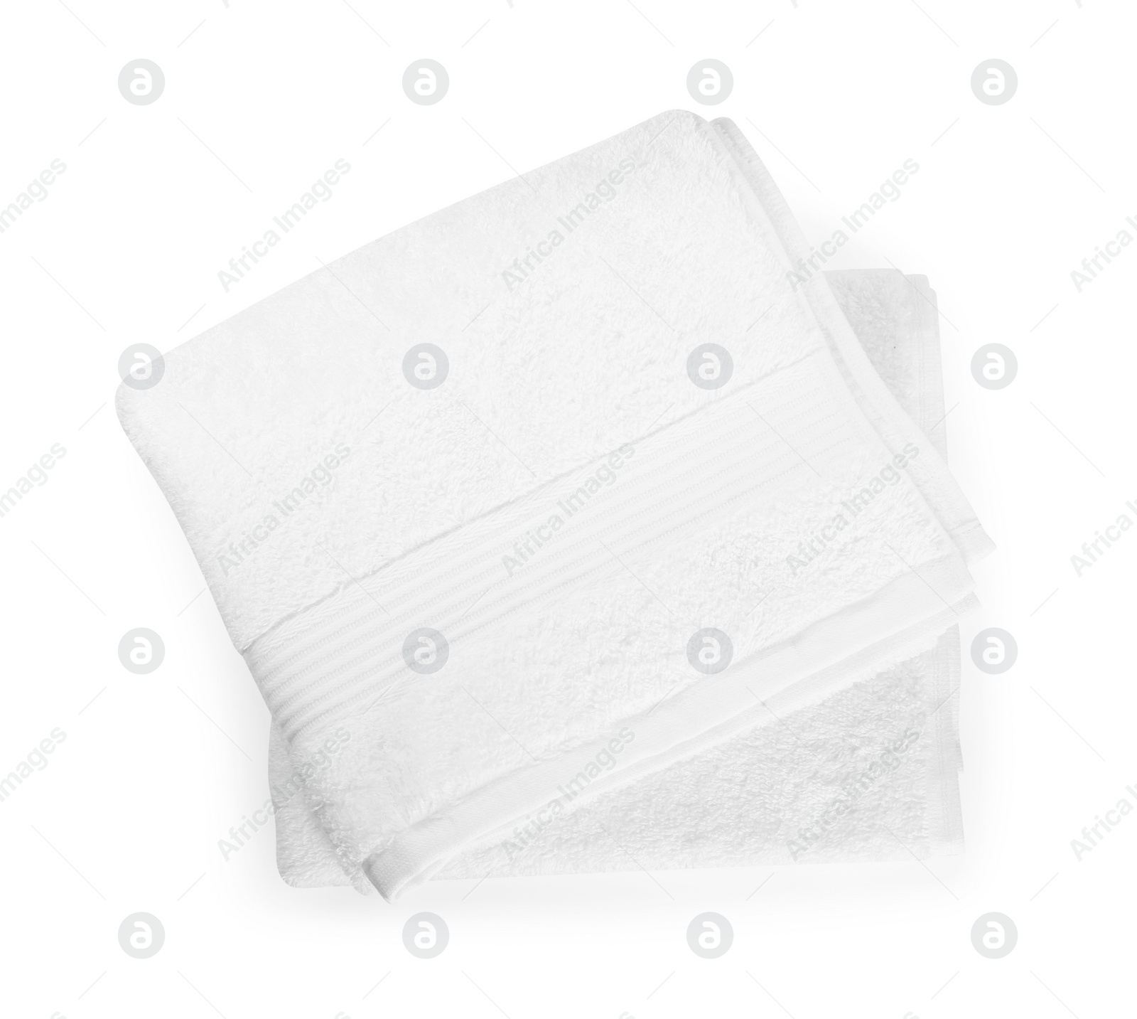 Photo of Terry towels isolated on white, top view