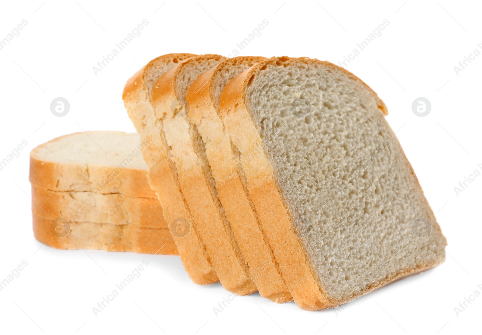 Photo of Slices of wheat bread isolated on white