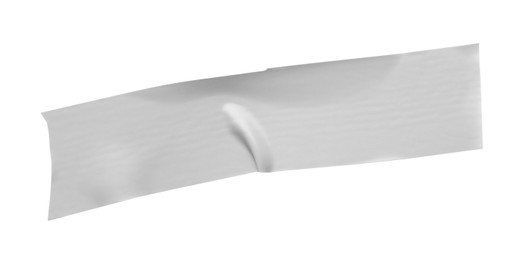 Photo of Piece of grey insulating tape isolated on white, top view