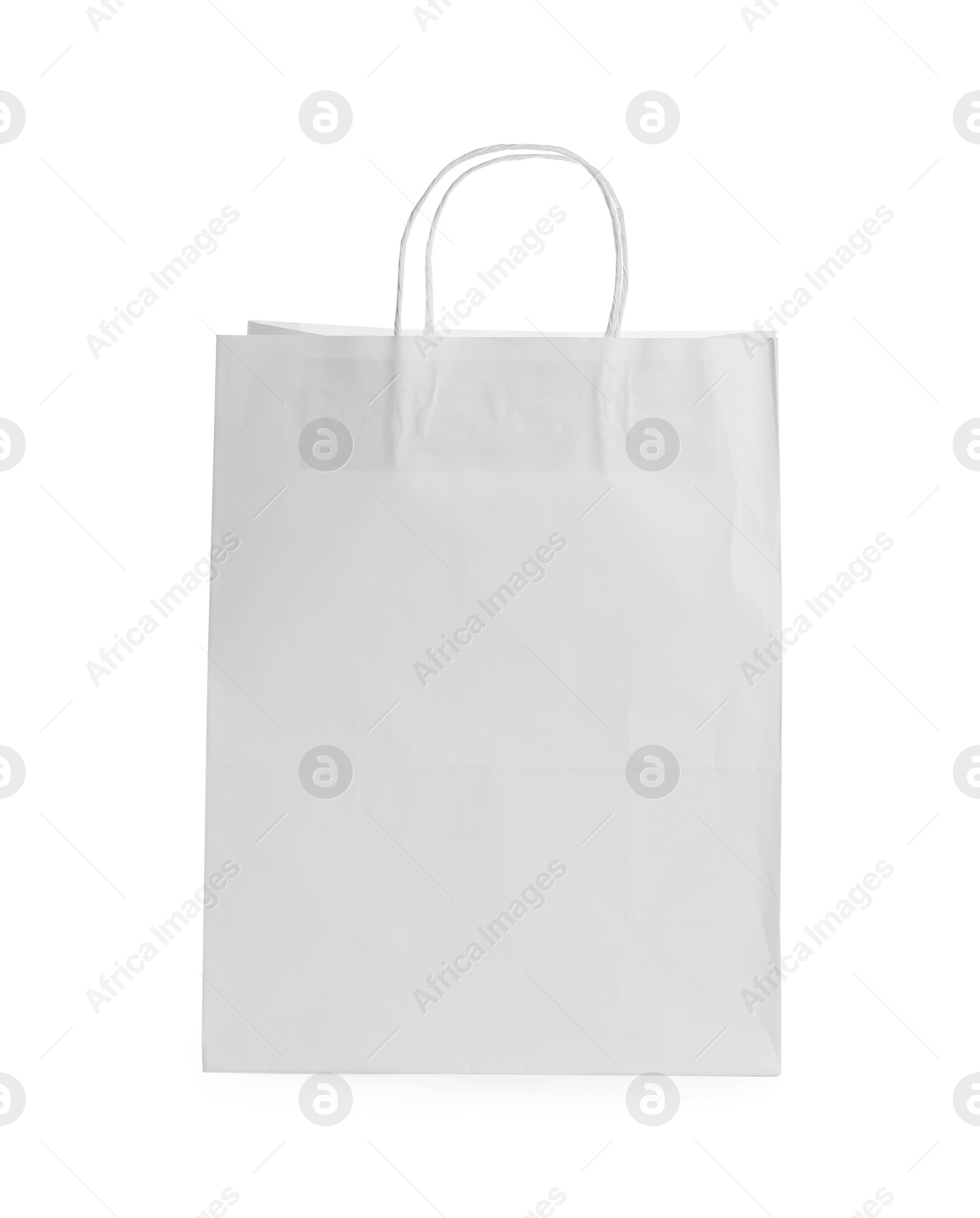 Photo of Blank paper bag isolated on white. Mockup for design