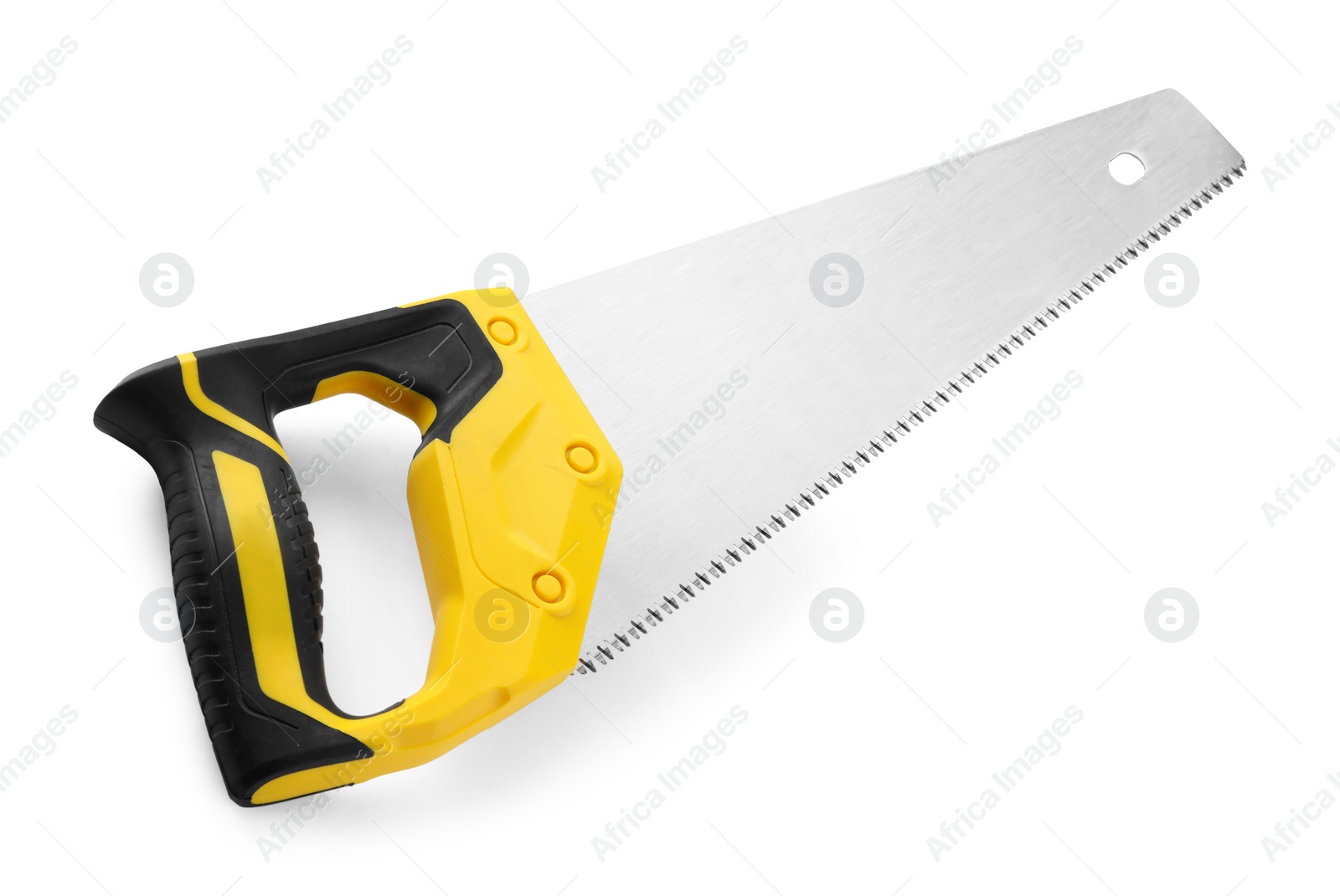 Photo of One saw with color hand isolated on white