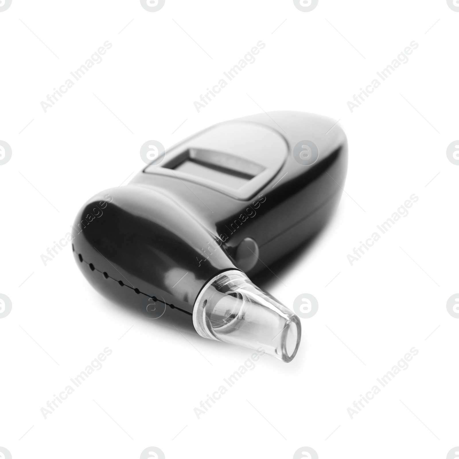 Photo of New modern digital breathalyzer on white background