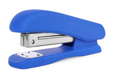 One new blue stapler isolated on white