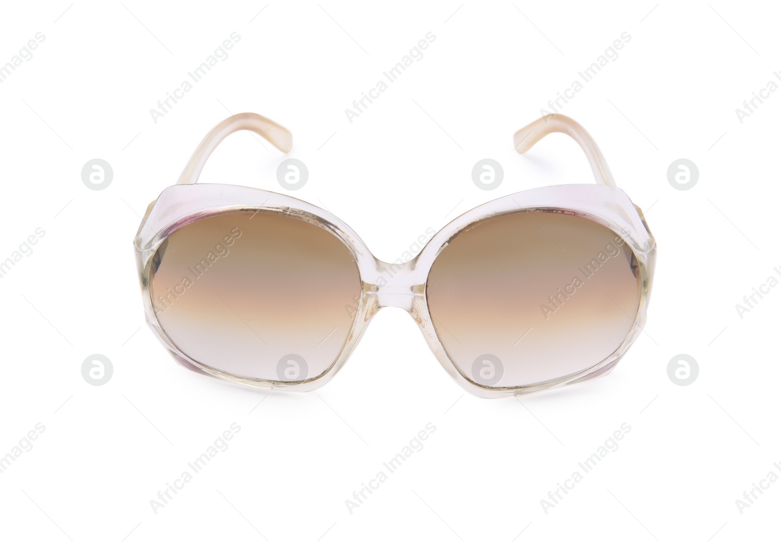 Photo of Stylish sunglasses isolated on white. Modern accessory