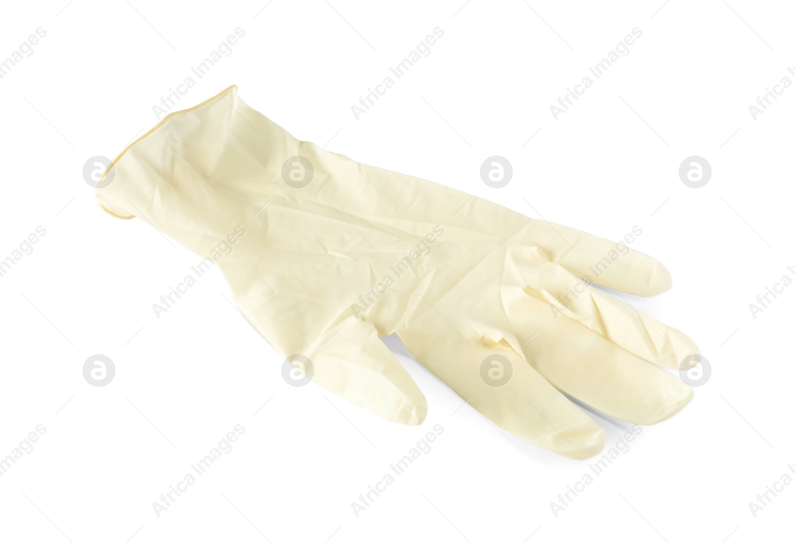 Photo of Protective glove isolated on white. Medical item