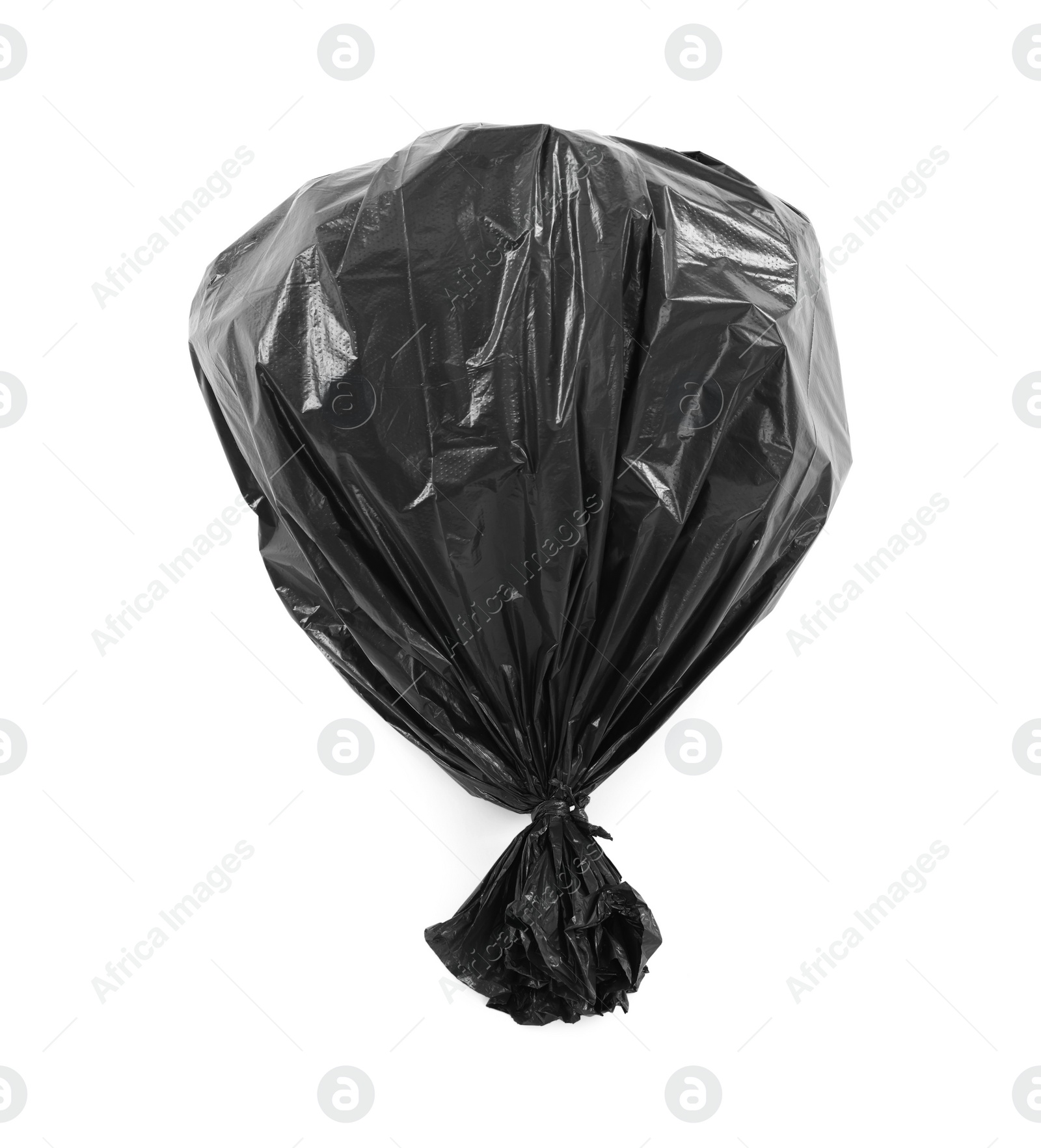 Photo of Black plastic garbage bag isolated on white