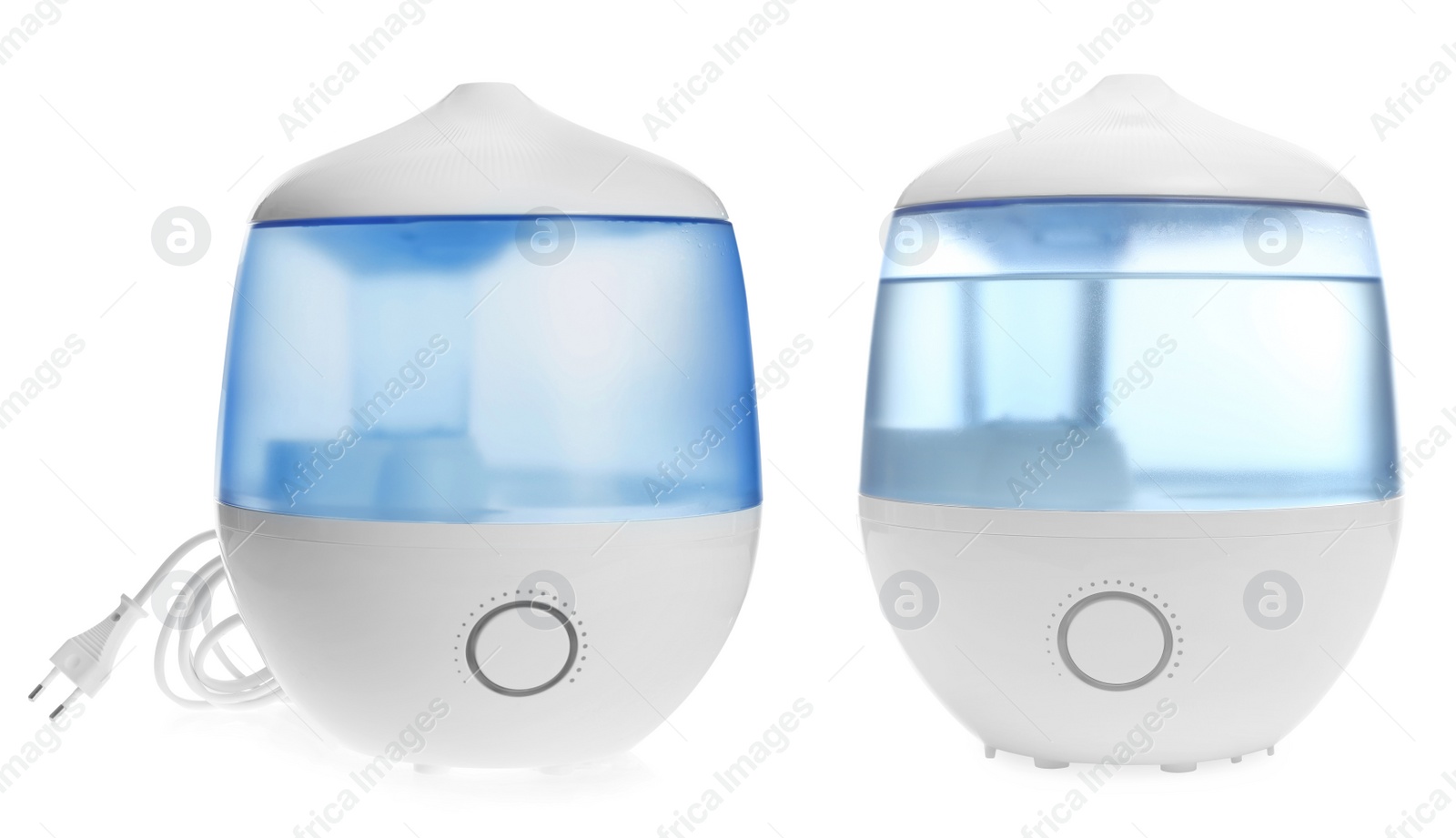 Image of Collage with modern humidifier on white background, view from different sides