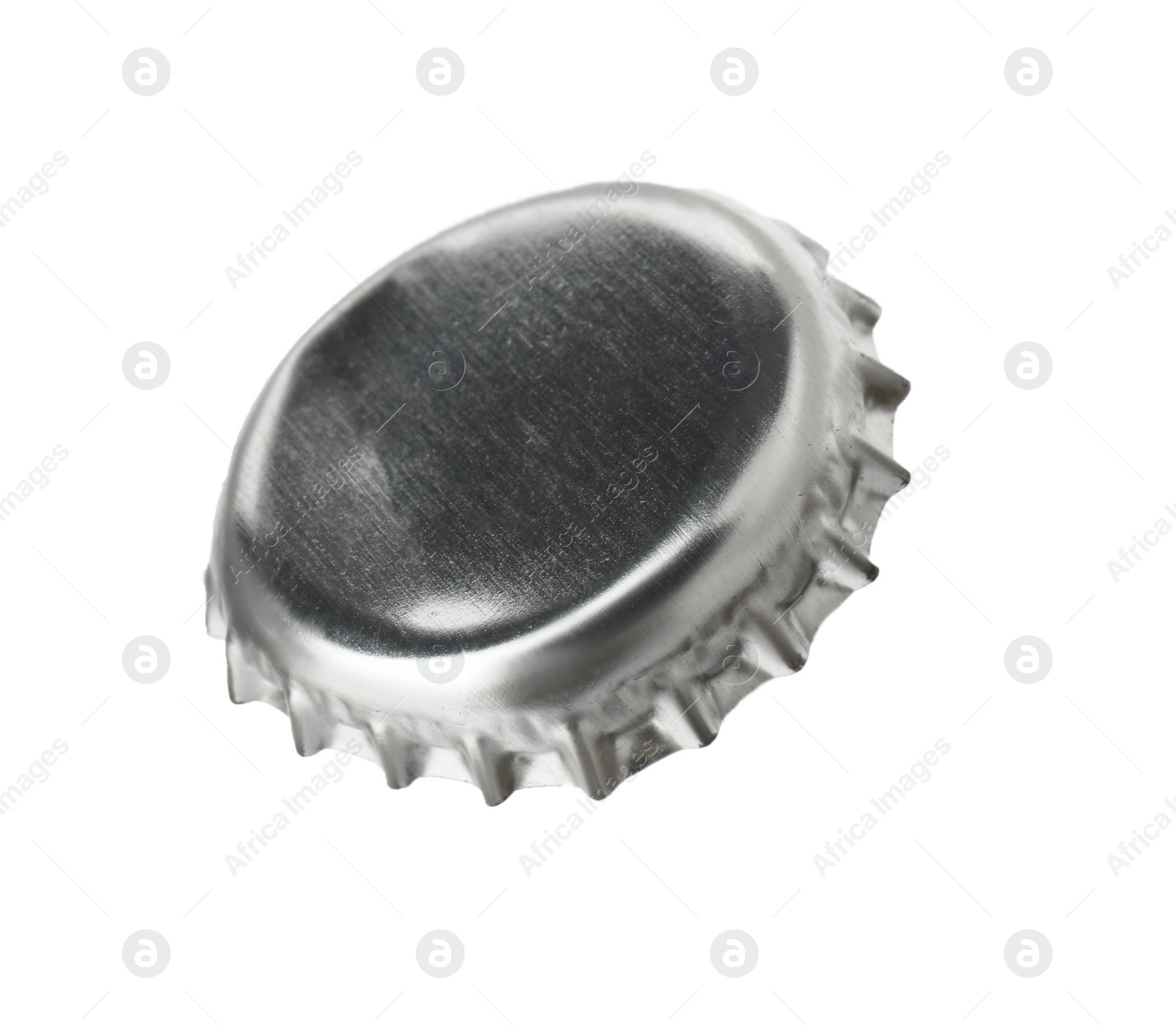 Photo of One silver beer bottle cap isolated on white