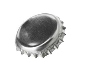 One silver beer bottle cap isolated on white