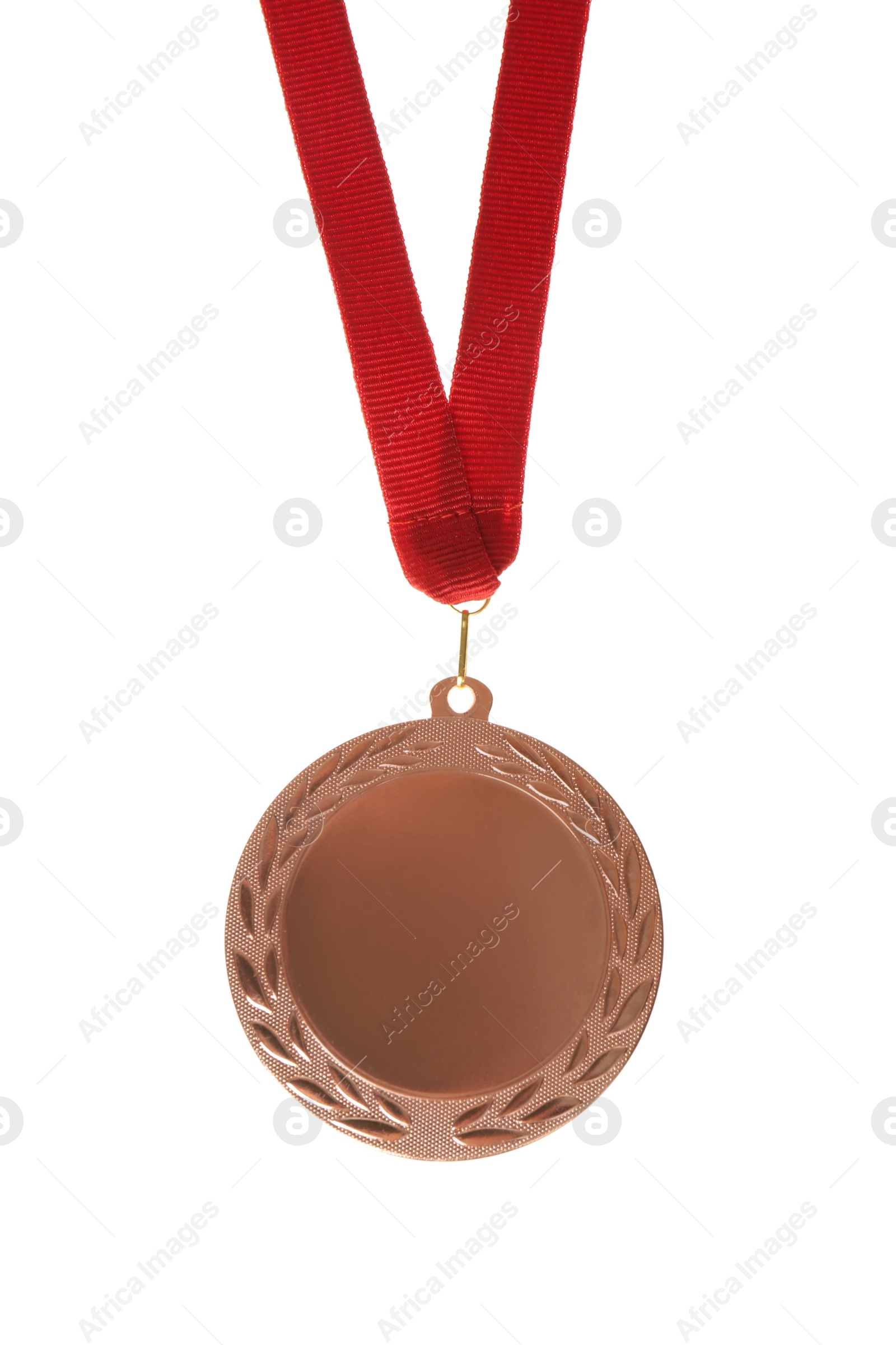 Photo of Bronze medal isolated on white. Space for design