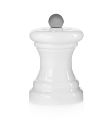 Stylish ceramic seasoning shaker isolated on white