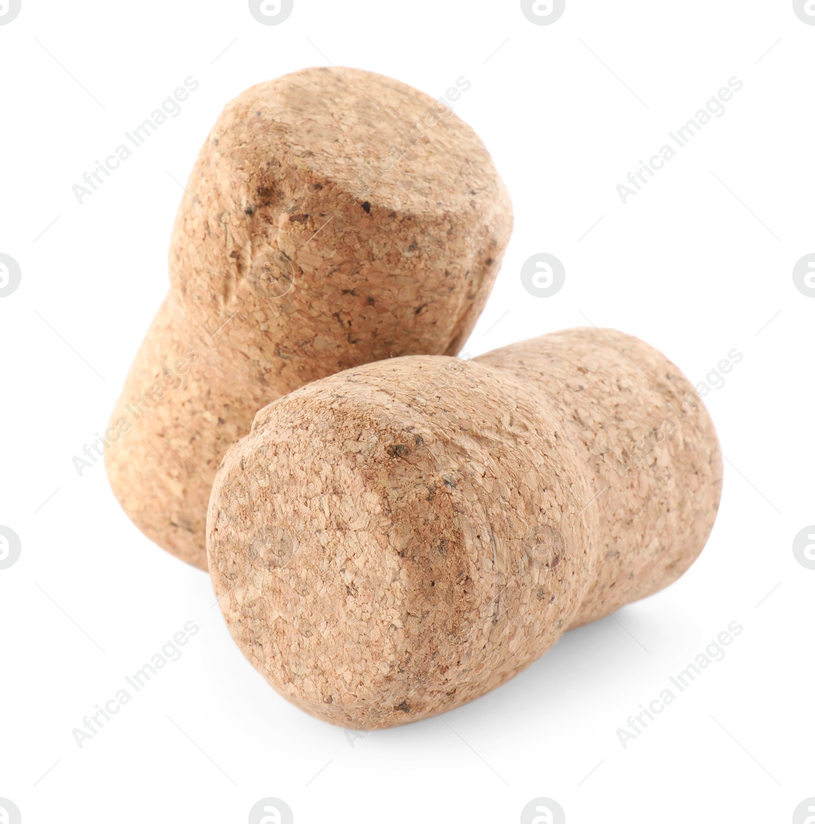 Photo of Two sparkling wine corks on white background