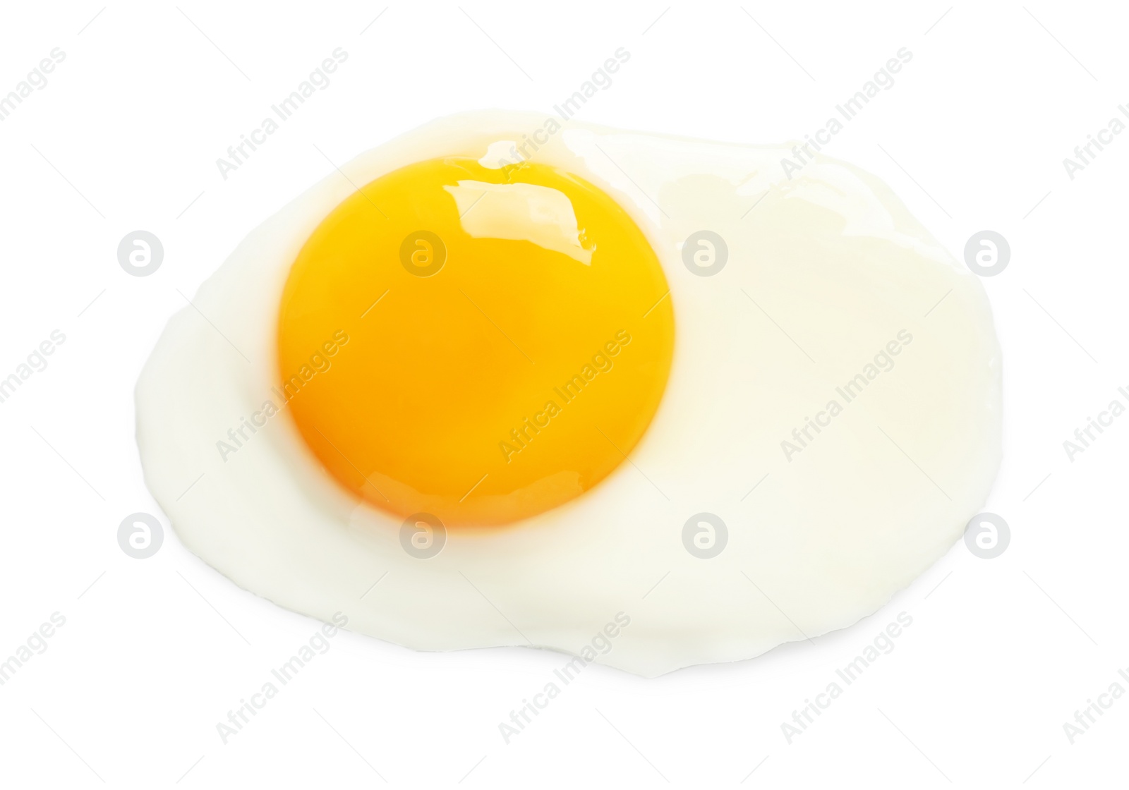 Photo of Tasty fried chicken egg isolated on white, top view