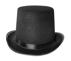 Black magician top hat isolated on white