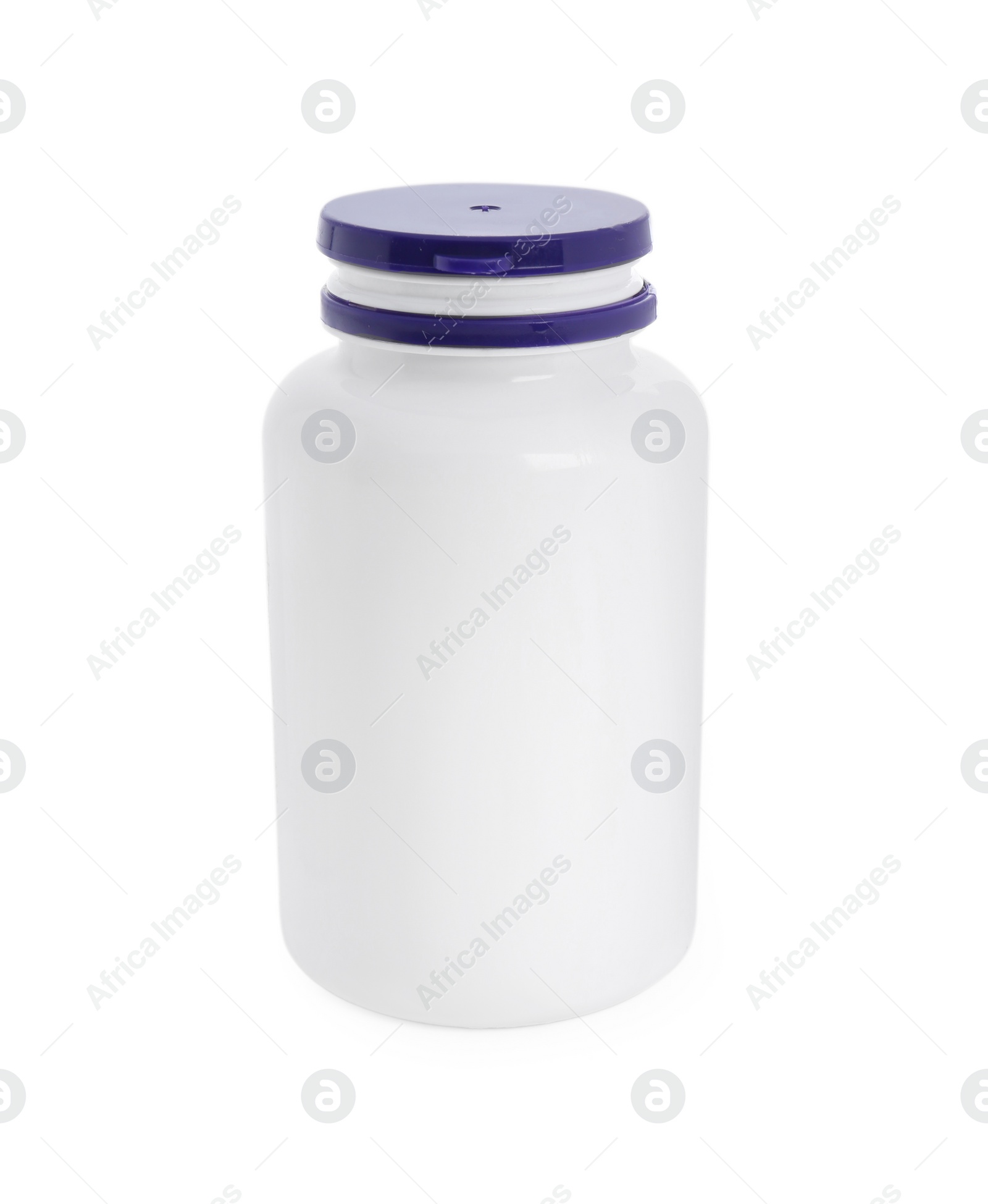 Photo of Closed plastic medicine bottle isolated on white. Medicament