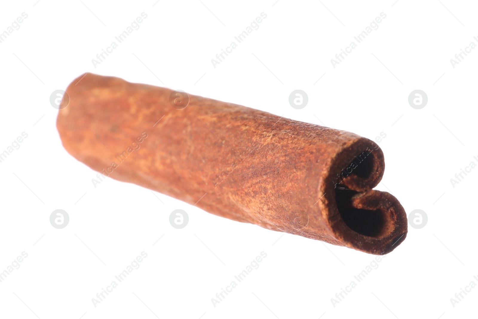 Photo of One aromatic cinnamon stick isolated on white