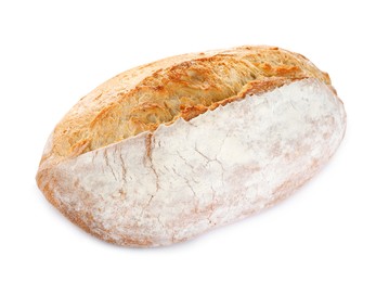Photo of Loaf of tasty wheat sodawater bread isolated on white