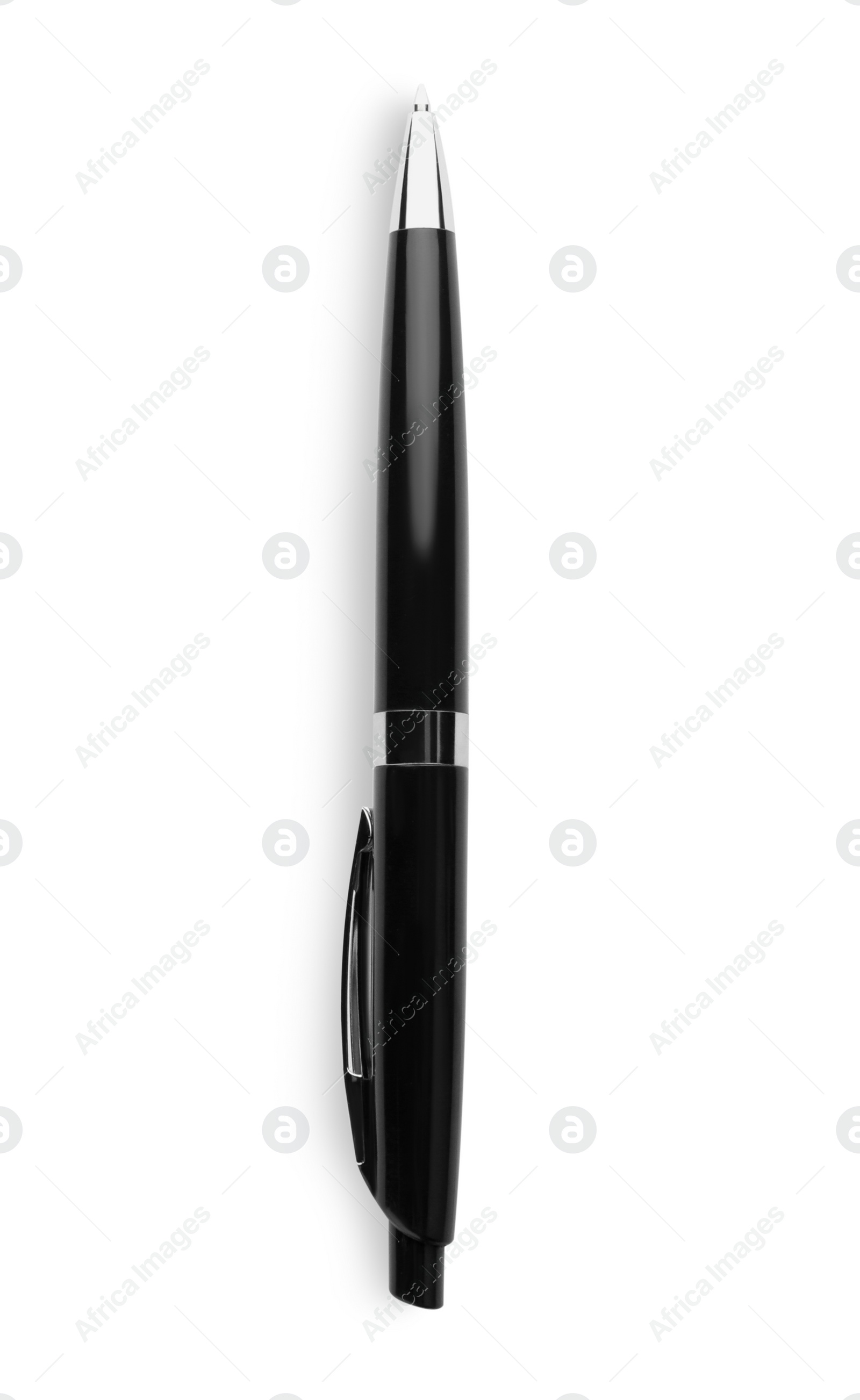 Photo of New retractable pen isolated on white. School stationery