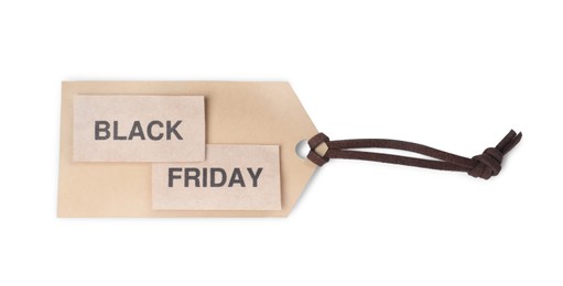 Photo of Tag with words Black Friday isolated on white