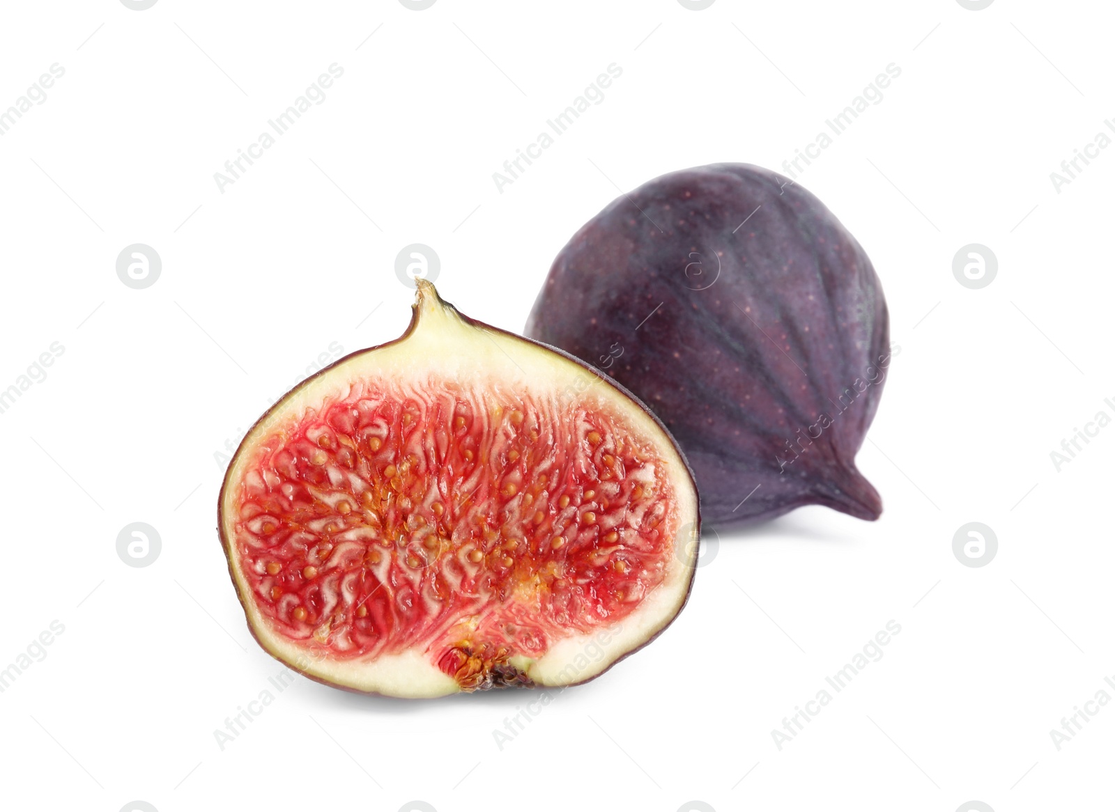 Photo of Tasty fresh fig fruits on white background