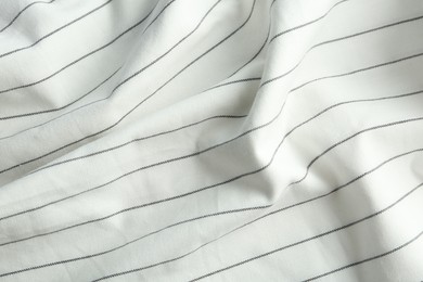 Photo of Texture of white striped fabric as background, closeup
