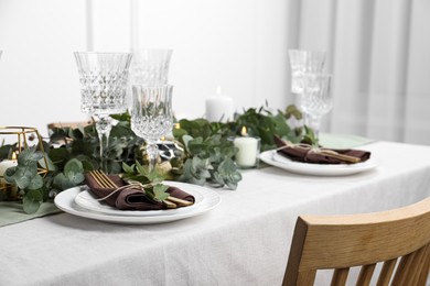 Photo of Stylish elegant table setting for festive dinner indoors