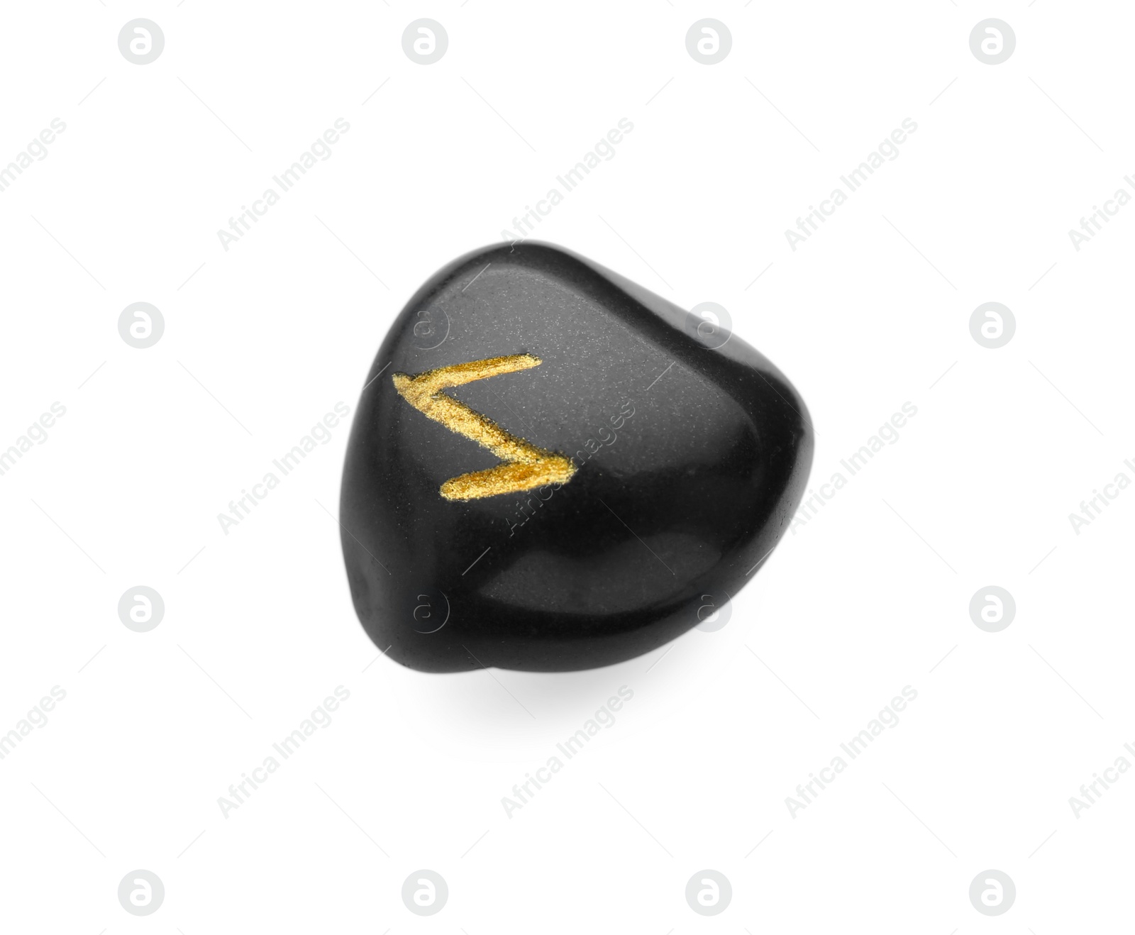 Photo of Black stone rune Sowilo isolated on white