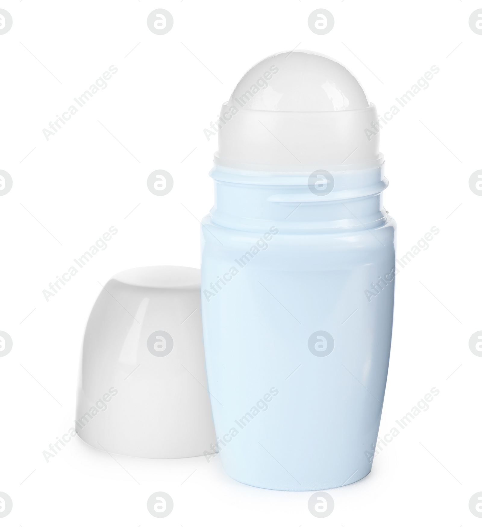 Photo of Blank plastic deodorant container on white background