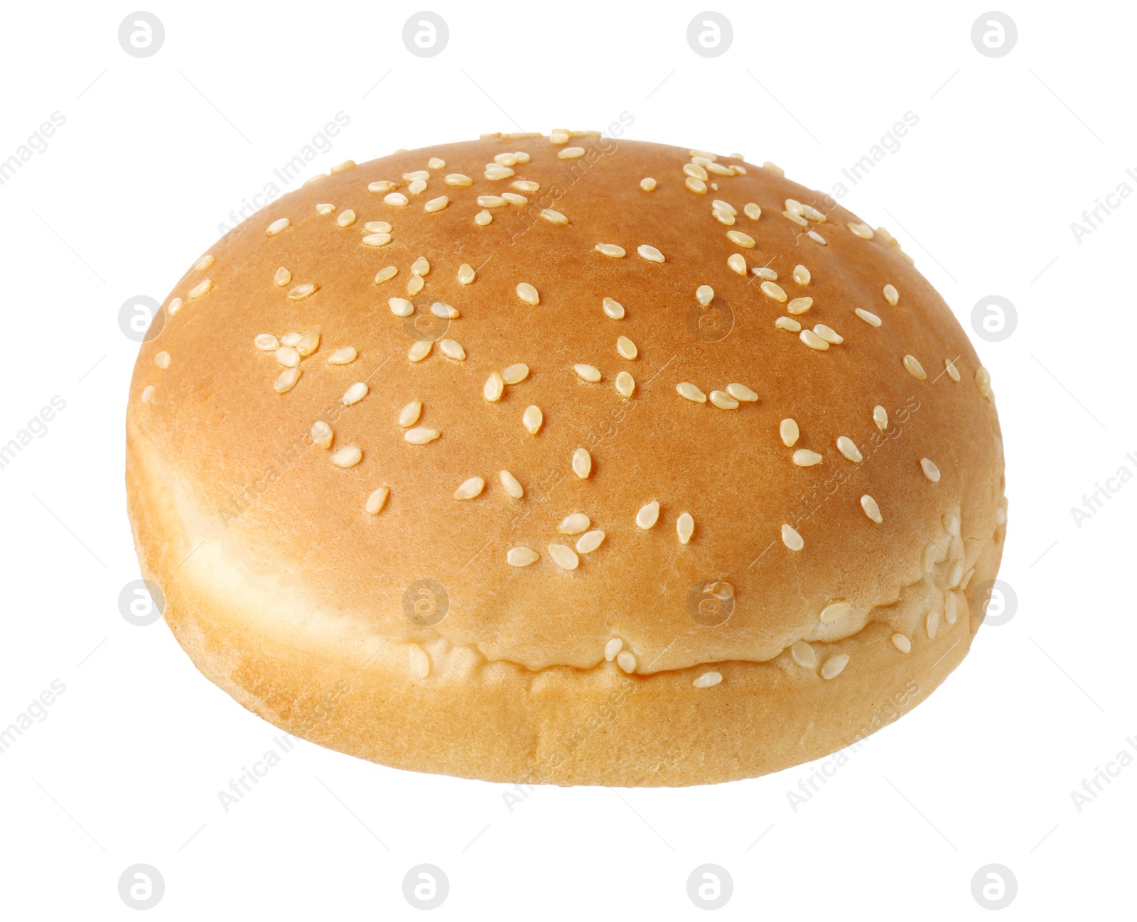 Photo of One fresh burger bun isolated on white