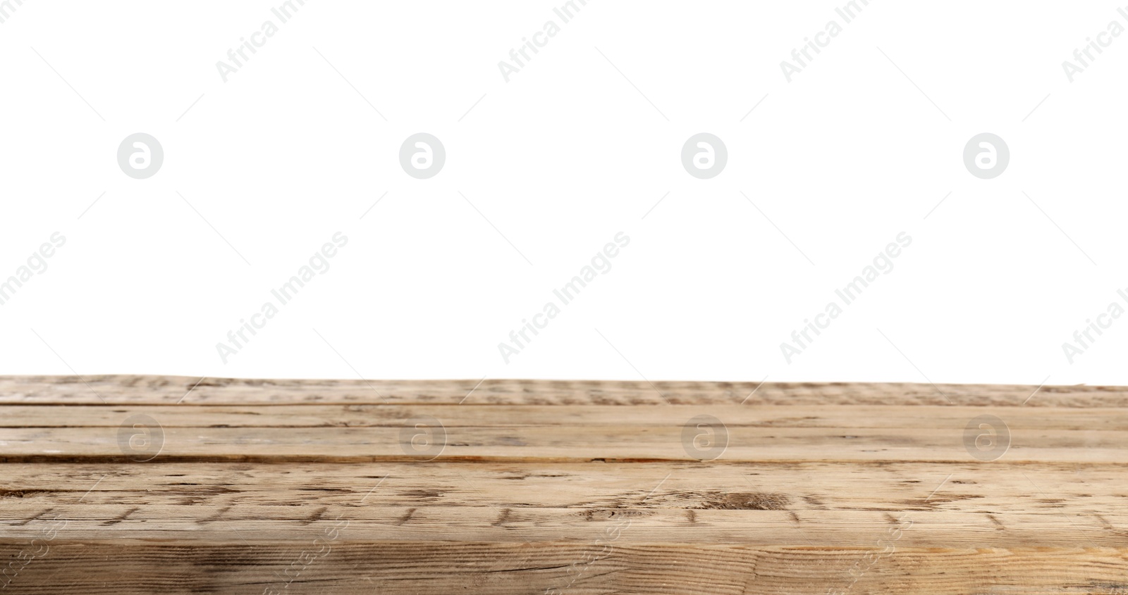 Photo of Empty wooden table on white background. Mockup for design