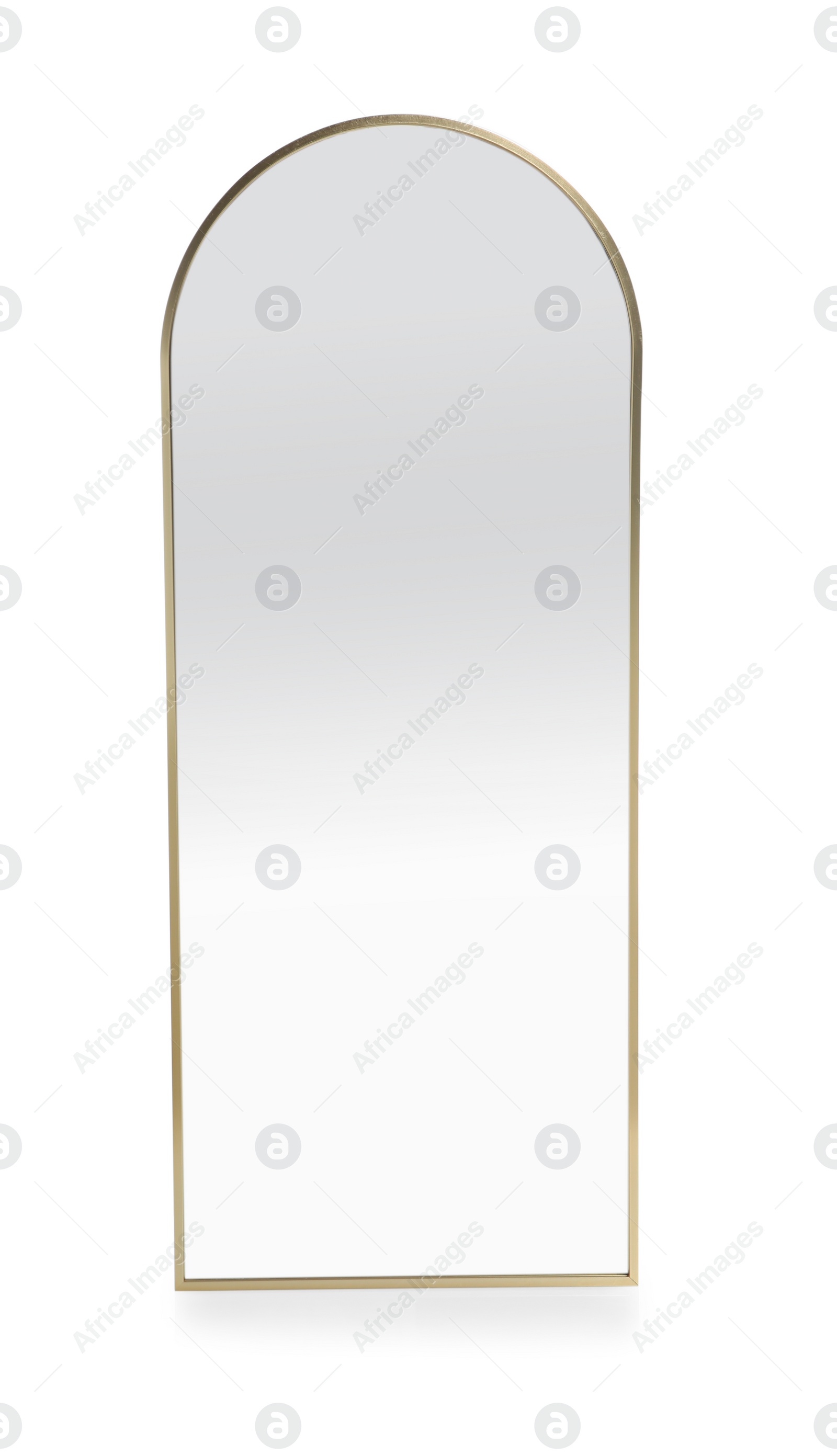 Photo of Interior accessories. Stylish mirror isolated on white