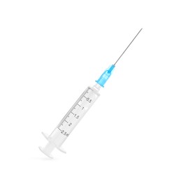 Photo of New medical syringe with needle isolated on white