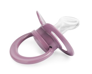 Photo of New purple baby pacifier isolated on white
