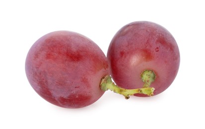 Two ripe red grapes isolated on white