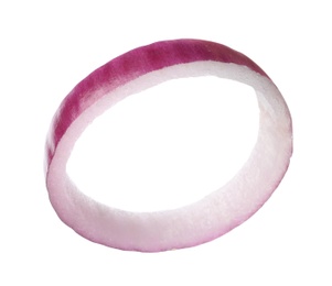 Ring of fresh red onion isolated on white