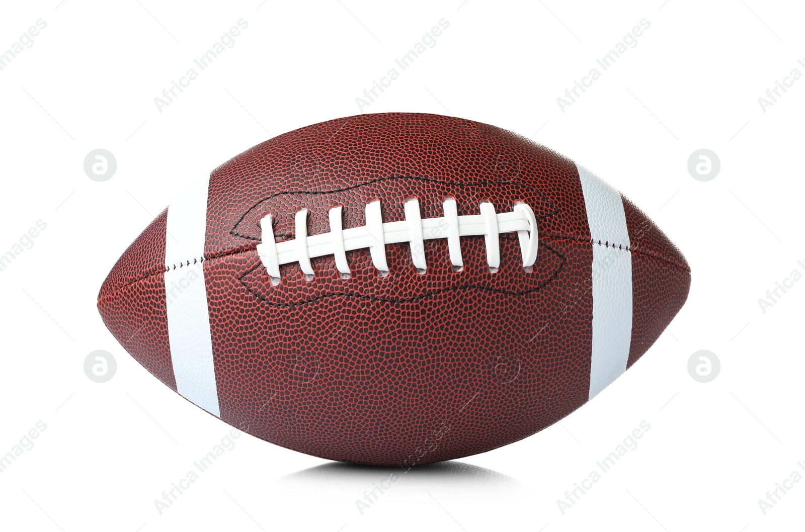 Photo of Leather American football ball on white background